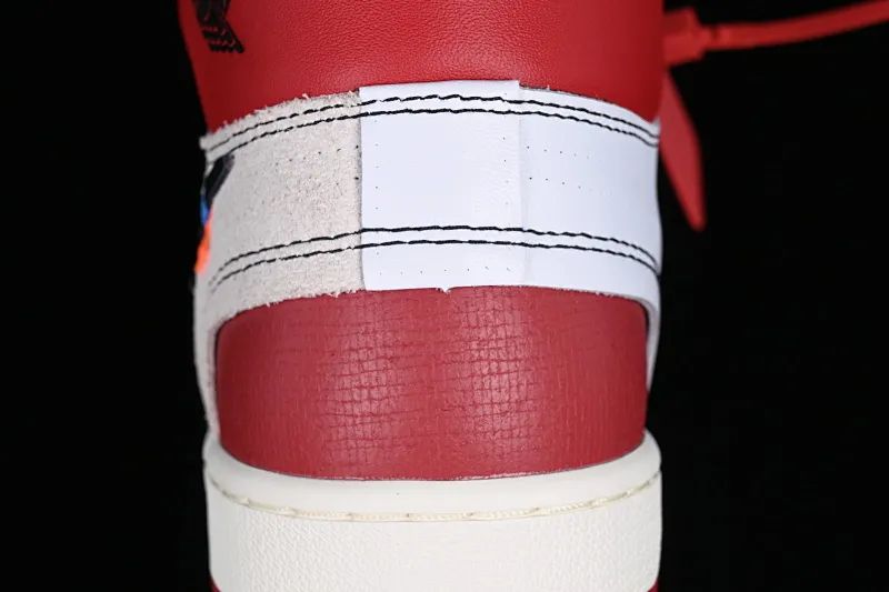 All categories Air Jordan Jordan series basketball shoes Air Jordan 1 High LJR version Off White x Air Jordan OW AJ1 Joe 1 joint white and red high-top basketball shoes AA3834-101